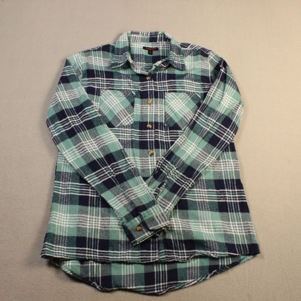 Canyon Creek Flannel Shirt Women L Plaid Button Up Grunge Cozy Lumberjack